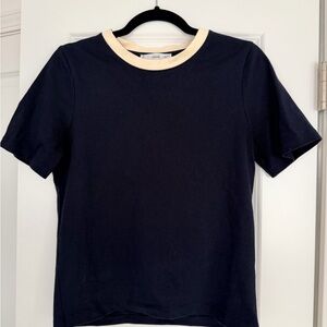 Mango Navy Tshirt with Cream Trim